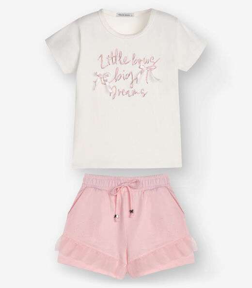 Conjunto Blusa com Shorts Menina Trick Nick Bege