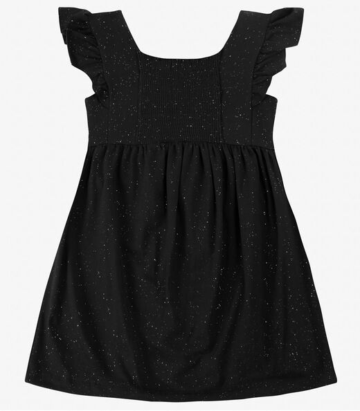 Vestido Infantil em Cotton Glitter Trick Nick Preto