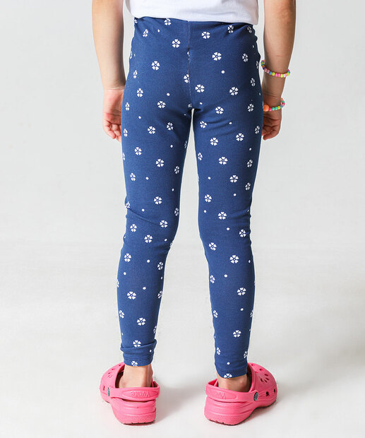 Calça Infantil Legging Flores Marisa Tam 4 a 10 Azul