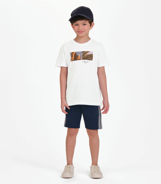 Camiseta Menino em Meia Malha Trick Nick Branco