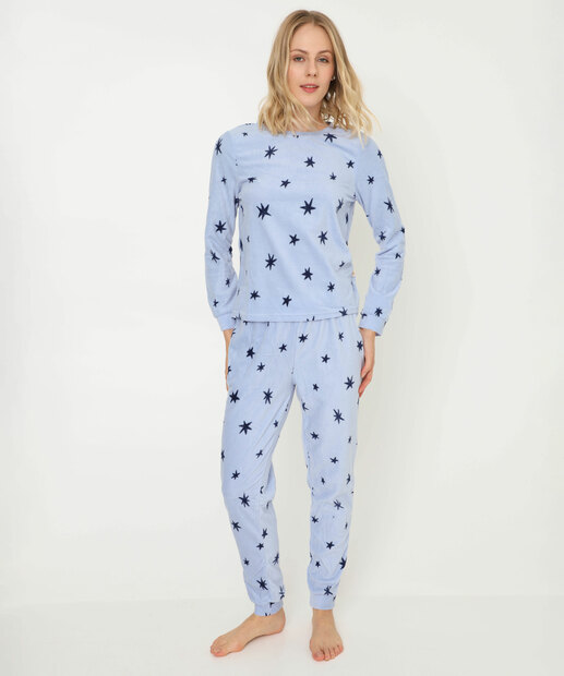 Image_Pijama Feminino Estampa Estrelas Marisa Azul