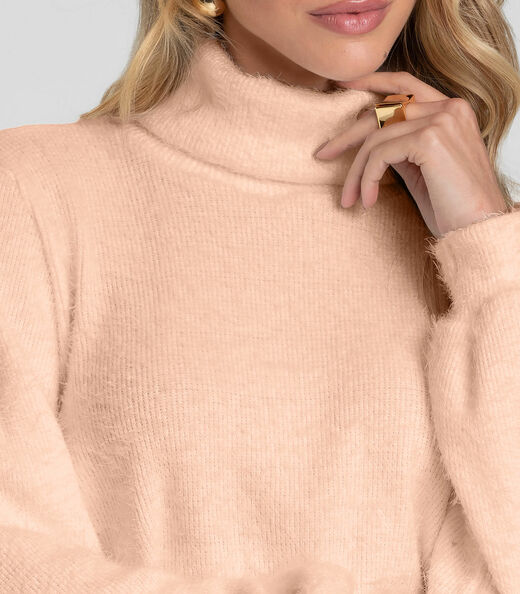 Blusão Feminino em Tricot Felpudo Dianna Rosa
