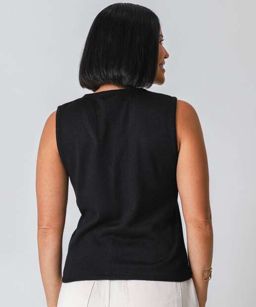 Colete Feminino Tricô Marisa Preto