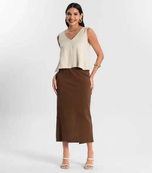 Regata Feminina de Viscose Rovitex Bege