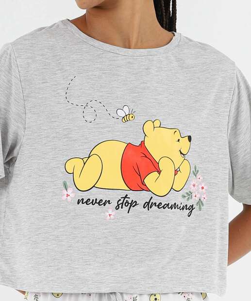 Pijama Feminino Capri Ursinho Pooh Disney Off White