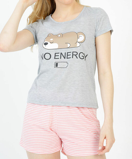 Pijama Feminino Estampa Urso Listrada Manga Curta Marisa