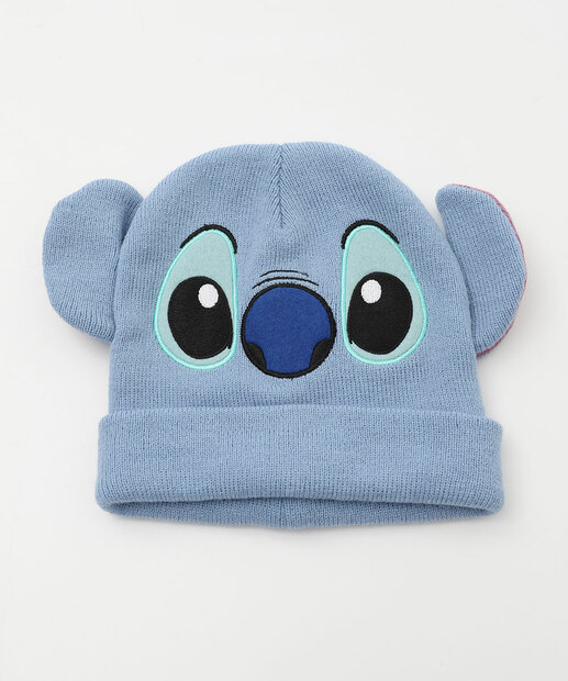 Kit Infantil Touca e Luva Bordado Stitch Disney Tam 4 a 8 Azul