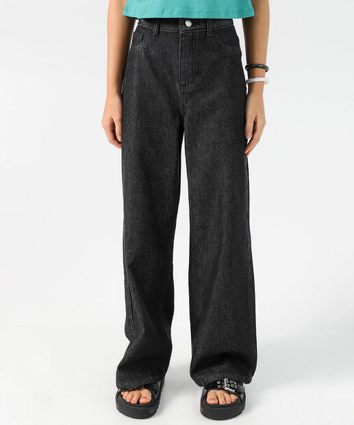 Calça Juvenil Jeans Wide Leg Marisa Tam 10 a 16 Preto