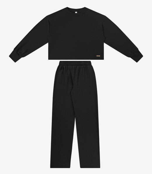 Conjunto Blusão Com Calça Feminino Rovitex Preto