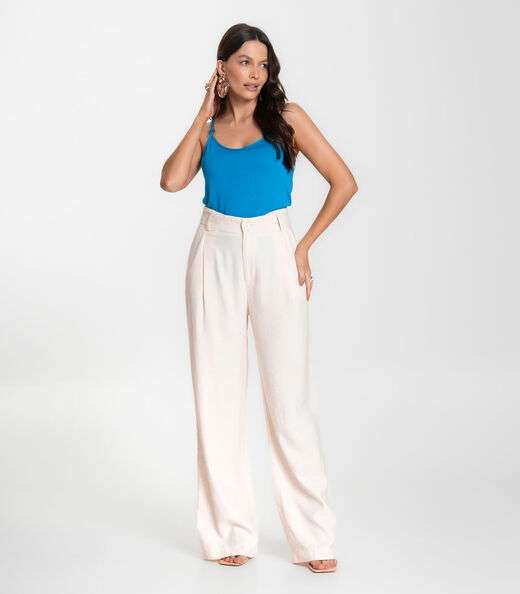 Blusa de Alça em Visco Tricot Infinita Cor Azul