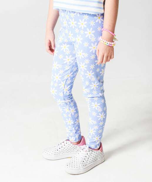 Calça Infantil Legging Estampa Flores Marisa Tam 4 a 10 Rosa