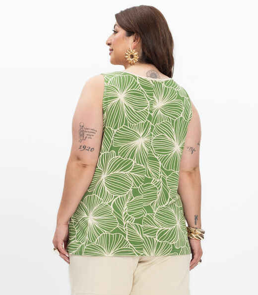 Regata em Viscose Feminina Plus Size Secret Glam Verde