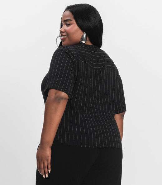 Camisa Manga Curta Plus Size Secret Glam Preto