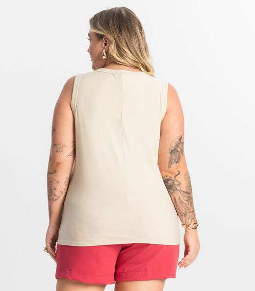 Regata Feminina Plus Size Secret Glam Bege