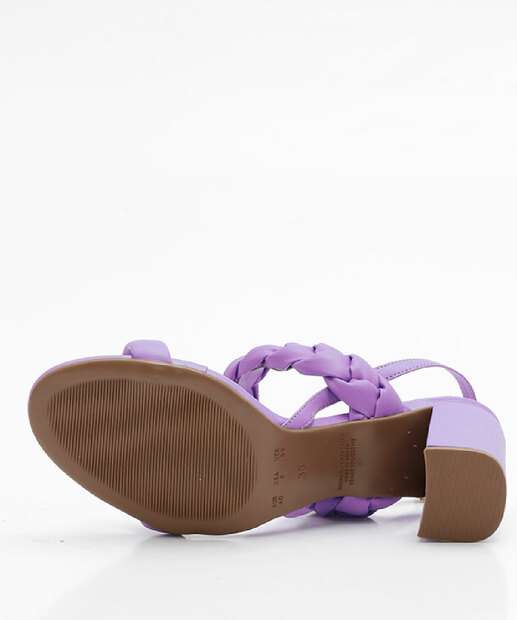 Sandália Salto Grosso Feminina Trançada Bebecê