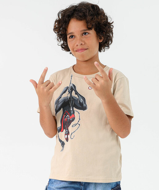 Image_Camiseta Juvenil Estampada Homem Aranha Tam 10 a 16 Bege