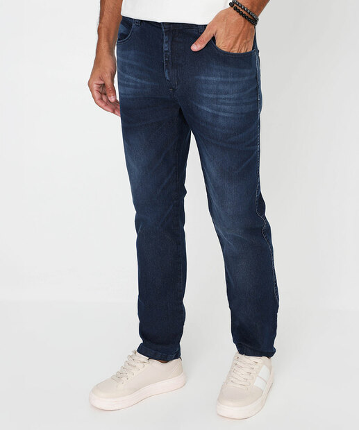 Calça Masculina Jeans Slim Bolsos Gangster Azul