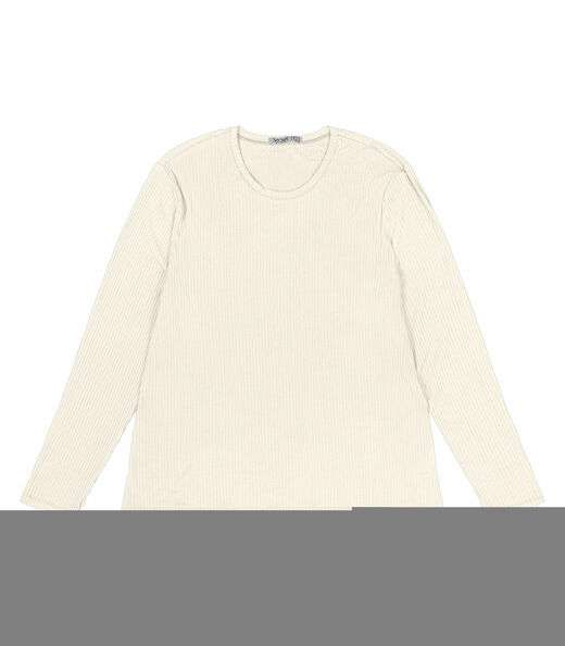 Blusa Manga Longa Ribana Canelada Secret Glam Bege