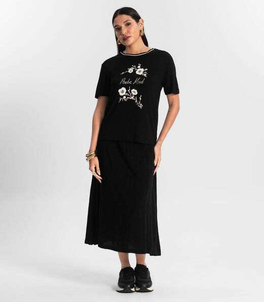 Blusa Feminina Estampada Rovitex Preto