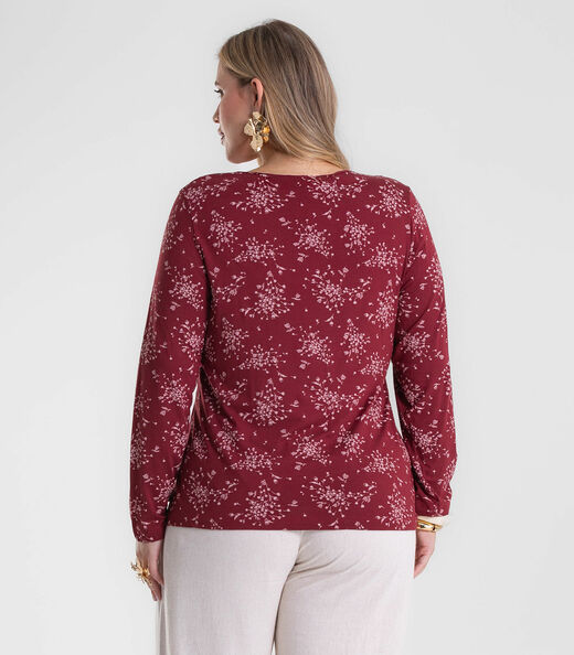 Blusa Manga Longa Plus Size Secret Glam Vermelho