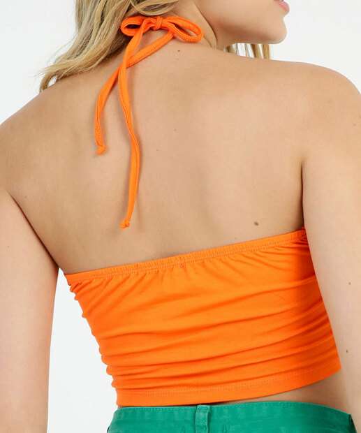 Blusa Cropped Feminina Franzida Amarração Marisa