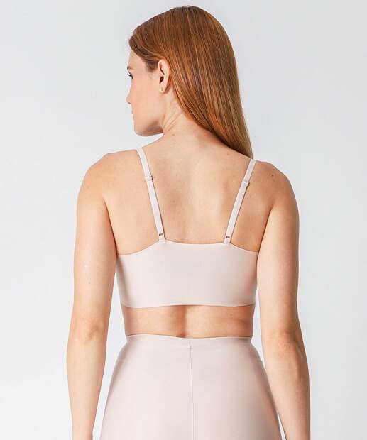 Sutiã Top Com Bojo Básico Sem Costura DelRio Bege