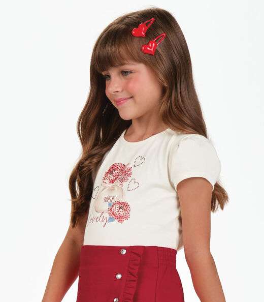 Conjunto Blusa com Shorts Saia Menina Trick Nick Bege