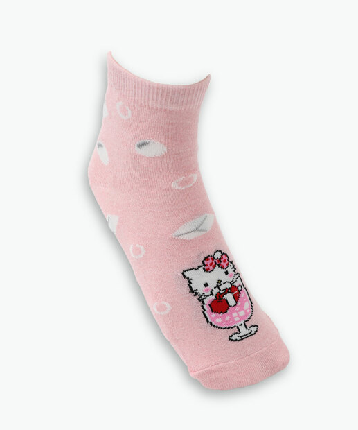 Kit 2 Pares Meias Feminina Cano Curto Hello Kitty Rosa