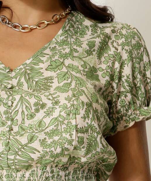 Blusa Feminina Estampa Floral Manga Curta Marisa