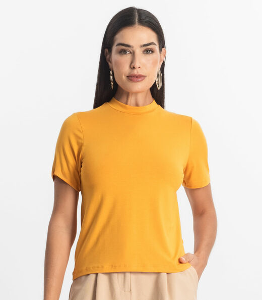 Blusa Feminina Básica em Malha Visco Rovitex Amarelo