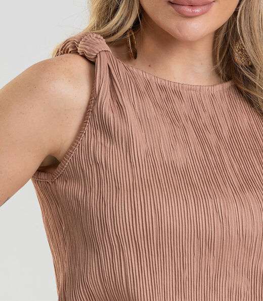 Regata Feminina Texturizada Elegante Dianna Marrom