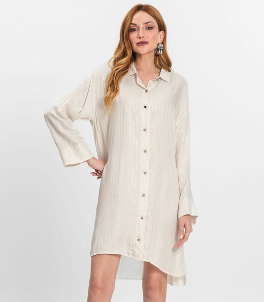 Vestido Chemise Feminino Com Botões Endless Bege