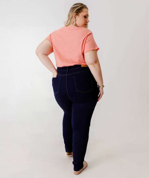 Blusa Plus Size Feminina Canelada Manga Curta Marisa
