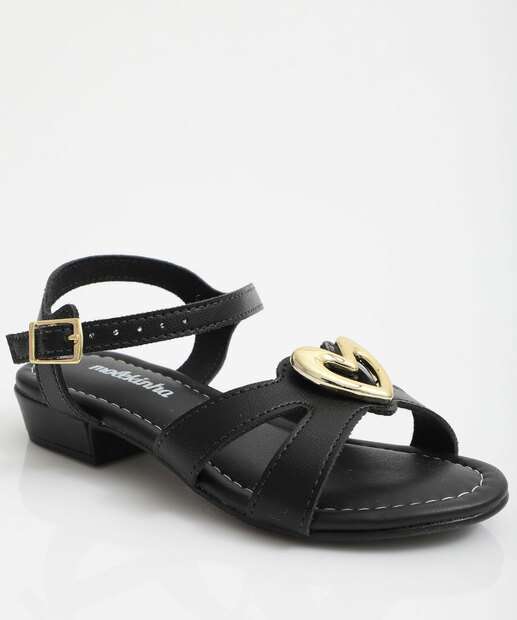 Image_Sandália Infantil Coração Molekinha Preto