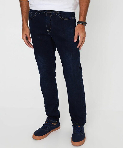 Calça Masculina Jeans Slim Bolsos Gangster Azul