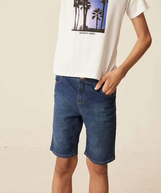 Bermuda Juvenil Jeans Bolsos Tam 10 a 16