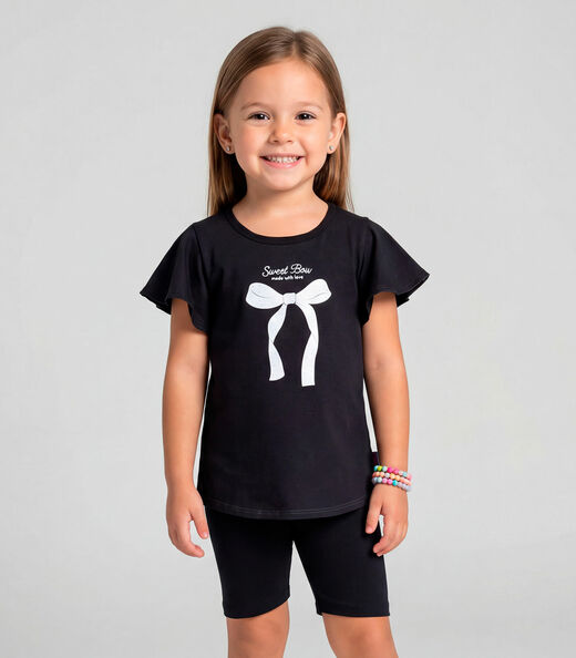 Conjunto Infantil Feminino Blusa E Ciclista Select Preto