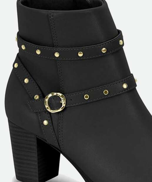 Bota Feminina Cano Curto Salto Grosso Tachas Modare 