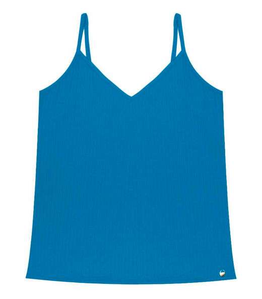 Blusa De Alça Feminina Ribana Canelada Rovitex Azul