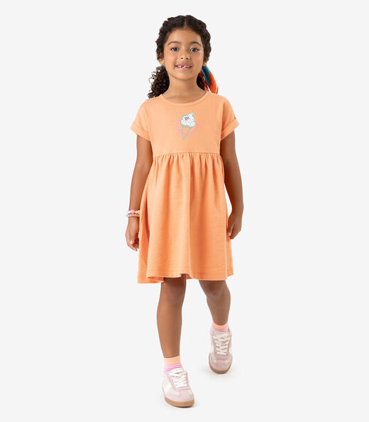 Vestido Malhão Fruit Rovi Kids Laranja