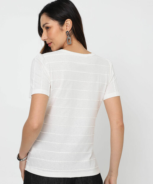 Blusa Feminina Textura Manga Princesa Marisa Off White