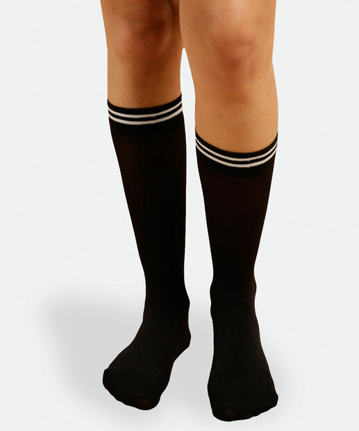 Image_Meia Feminina 3/4 Listras Fio 70 Marisa