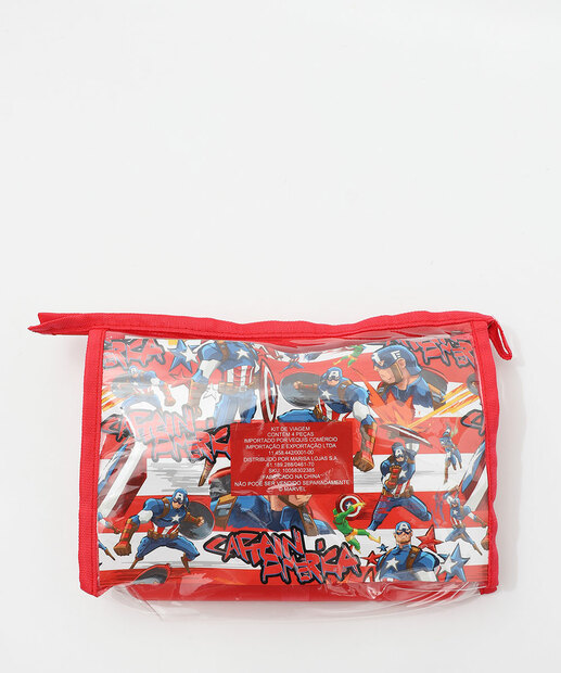 Kit de Viagem Masculino 5 Peças Capitão América Vermelho