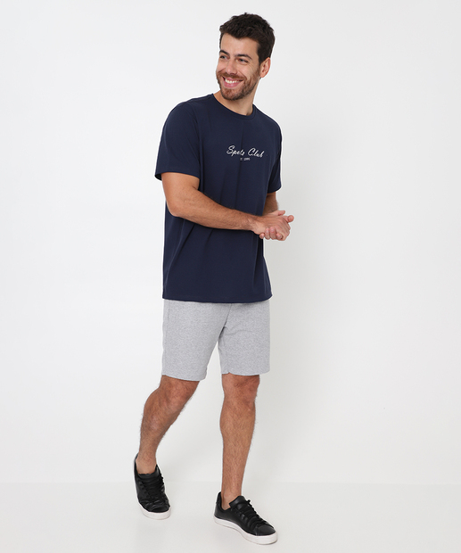 Camiseta Masculina Textura Estampada Marisa Azul