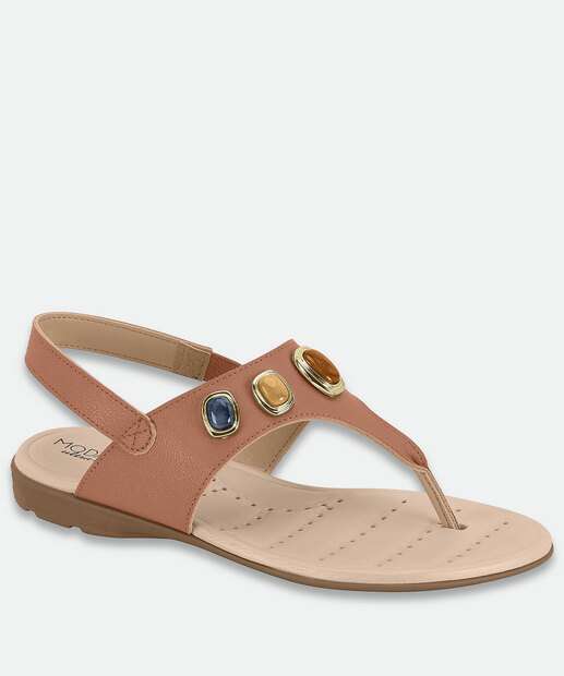 Image_Sandália Feminina Rasteira Pedras Sintéticas Modare Bege