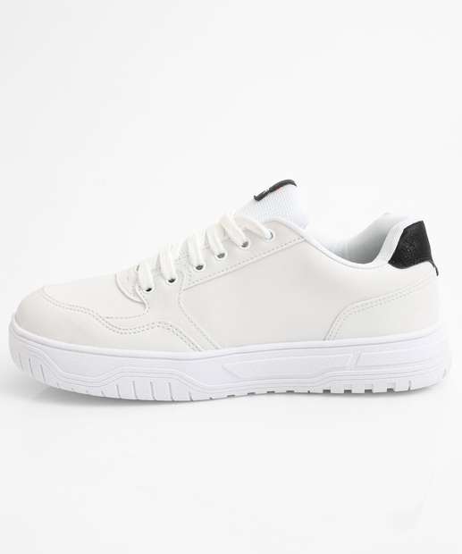 Tênis Casual Masculino Recorte Branco