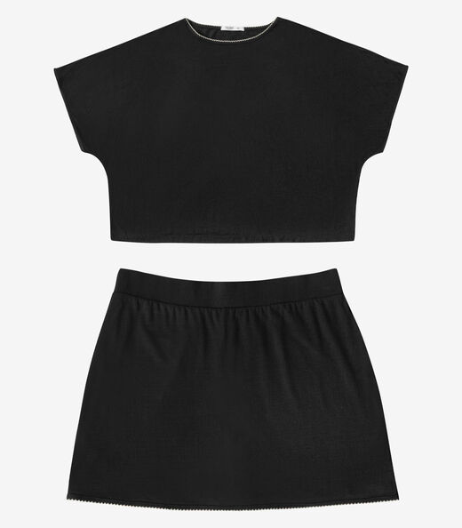Conjunto Feminino Blusa E Shorts Saia Secret Glam Preto