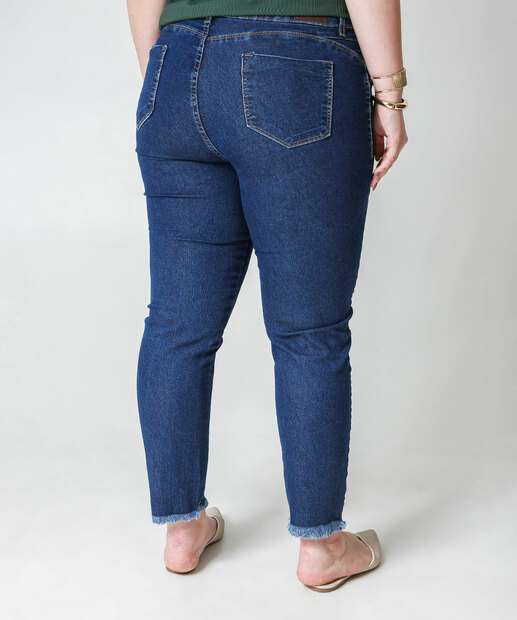 Calça Plus Size Feminina Jeans Skinny Push Up Sawary Azul