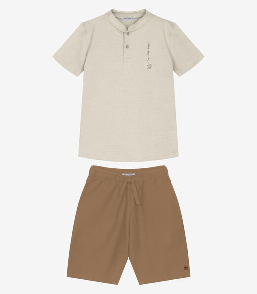 Image_Conjunto Infantil Camiseta Com Bermuda Trick Nick Bege
