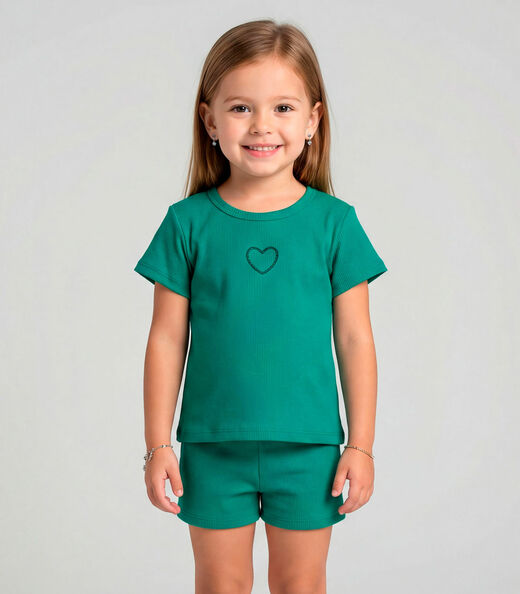 Conjunto Infantil Feminino Blusa e Short Select Verde